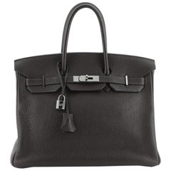 Hermes Birkin Handbag Ebene Clemence with Palladium Hardware 35