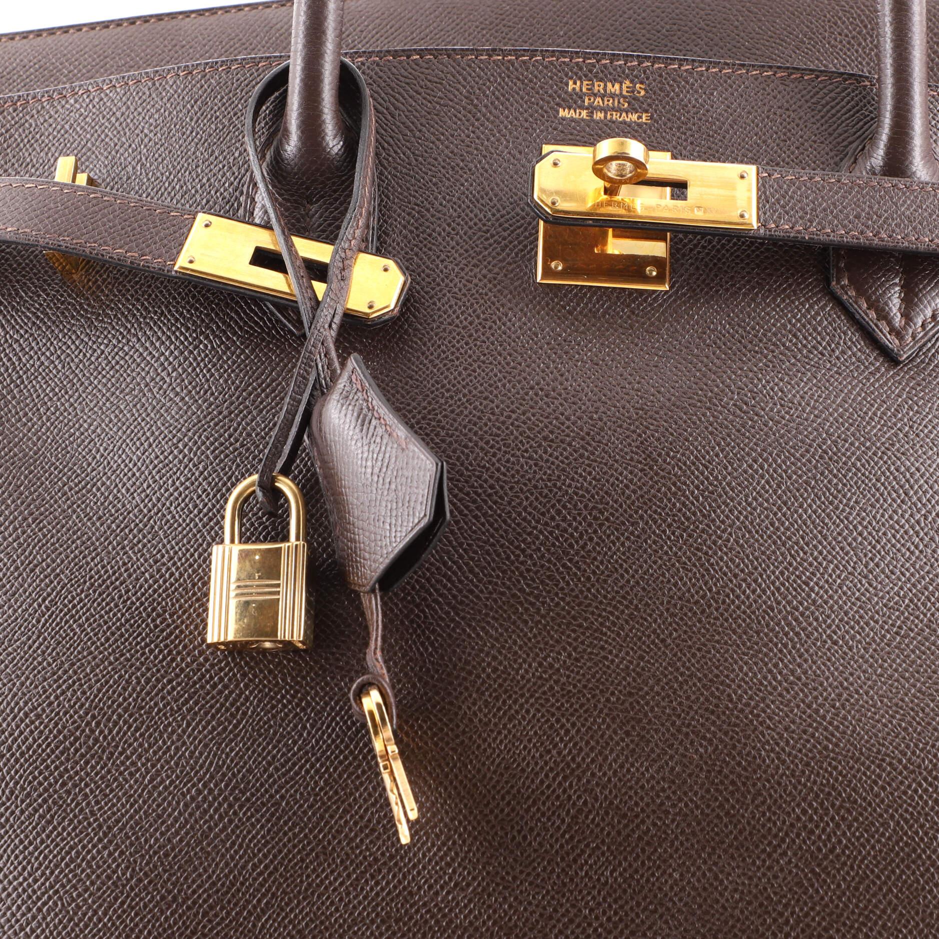 Hermes Birkin Handbag Ebene Courchevel with Gold Hardware 40 2