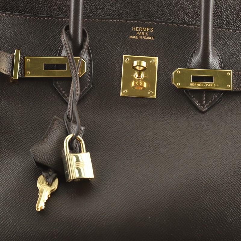 Women's or Men's Hermes Birkin Handbag Ebene Epsom with Gold Hardware 35