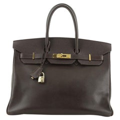 Hermes Birkin Handbag Ebene Epsom with Gold Hardware 35