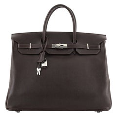 Hermes Birkin Handbag Ebene Evergrain with Palladium Hardware 40