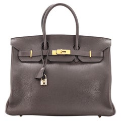 Hermes Birkin Handbag Ebene Togo with Gold Hardware 35
