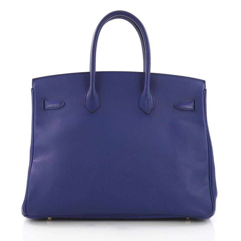 Hermes Birkin Handbag Electric Blue Epsom with Gold Hardware 35 In Good Condition In NY, NY
