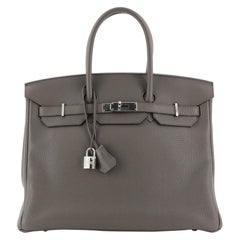 Hermes Birkin Handbag Etain Clemence With Palladium Hardware 35 