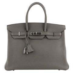 Hermes Birkin Handbag Etain Clemence with Palladium Hardware 35