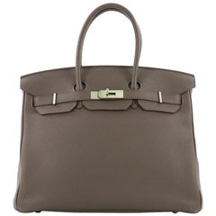 Hermes Birkin Handbag Etain Togo with Brushed Palladium Hardware 35
