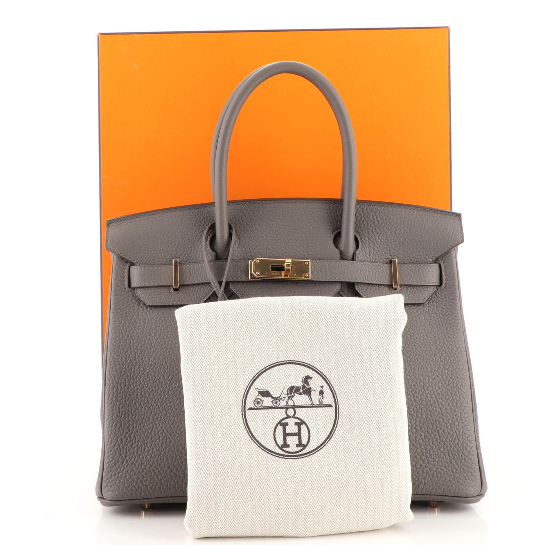 Hermes Birkin bag 30 Etain Togo leather Rose gold hardware