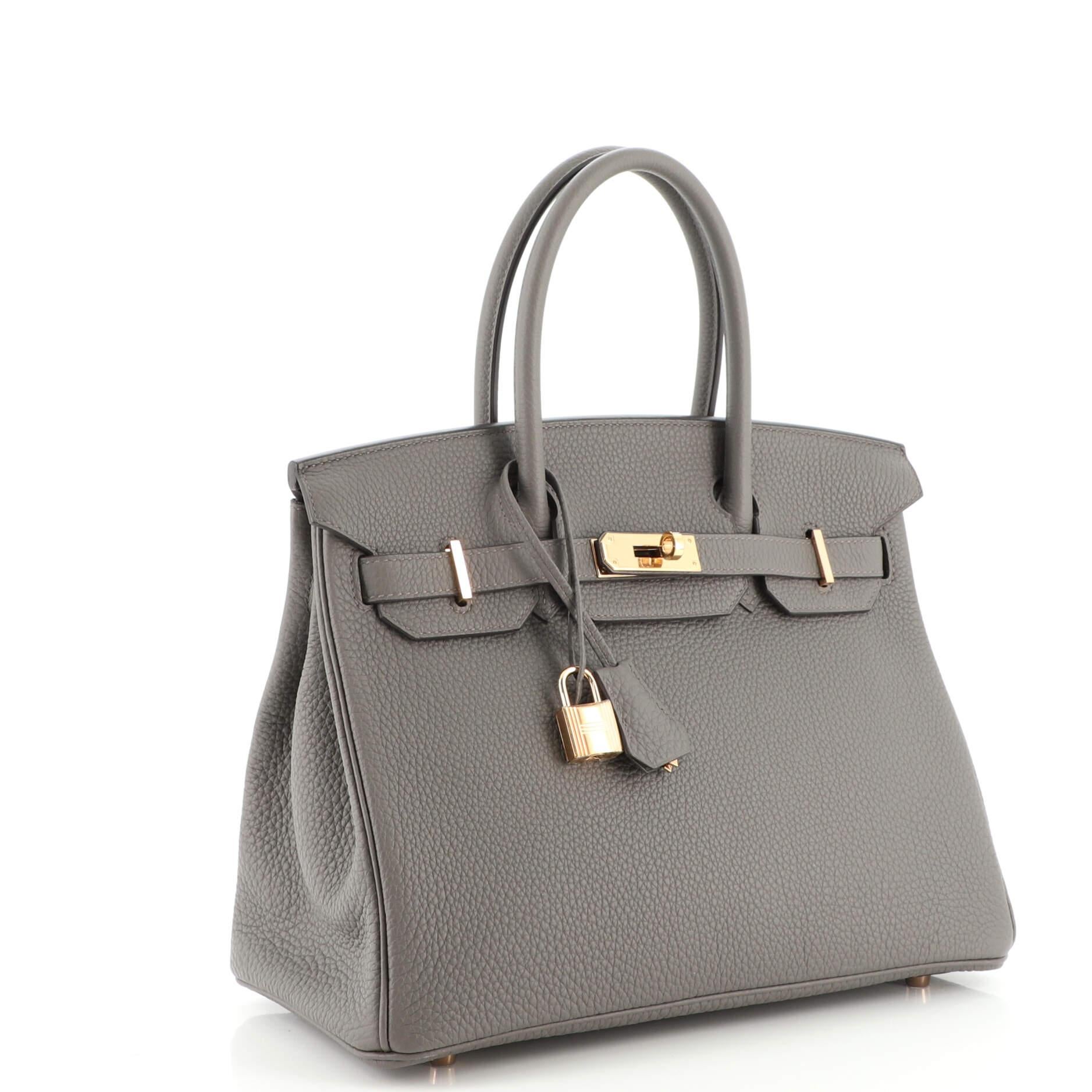 Gray Hermes Birkin Handbag Etain Togo with Gold Hardware 30