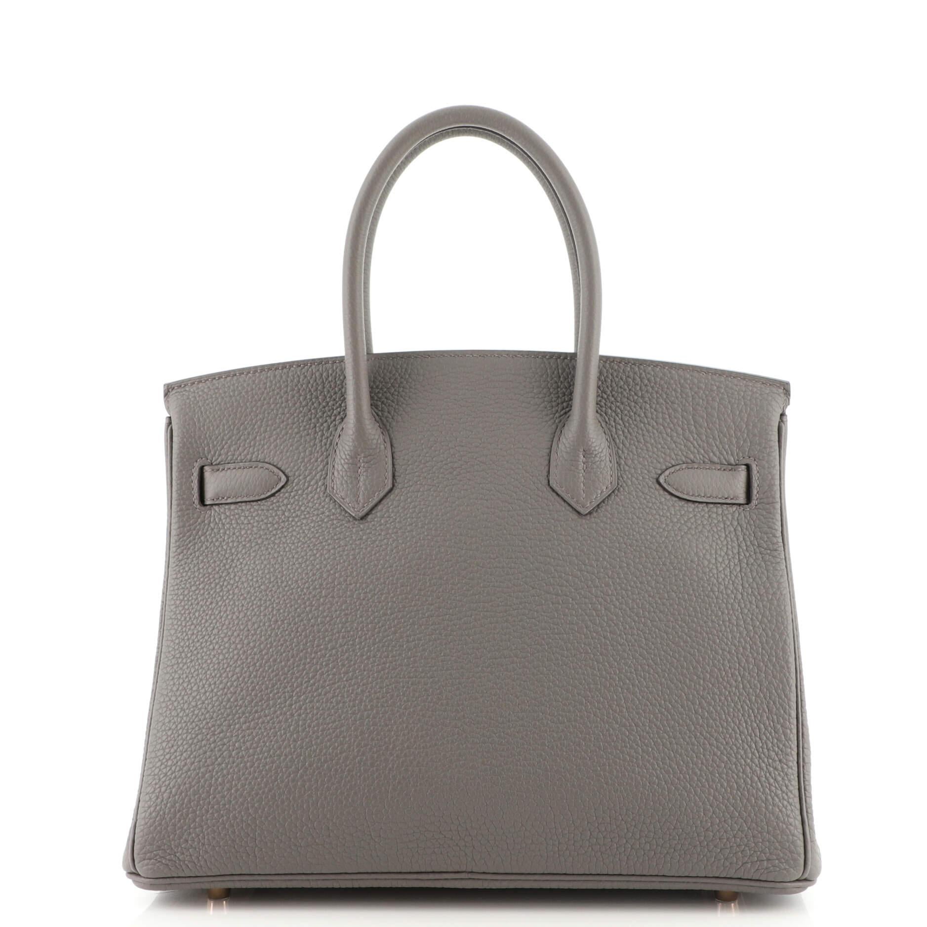 Hermes Birkin Handbag Etain Togo with Gold Hardware 30 In Good Condition In NY, NY