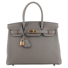 Hermes Birkin Handbag Etain Togo with Gold Hardware 30