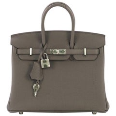 Hermes Birkin Handbag Etain Togo with Palladium Hardware 25