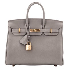  Hermes Birkin Handbag Etain Togo with Rose Gold Hardware 25