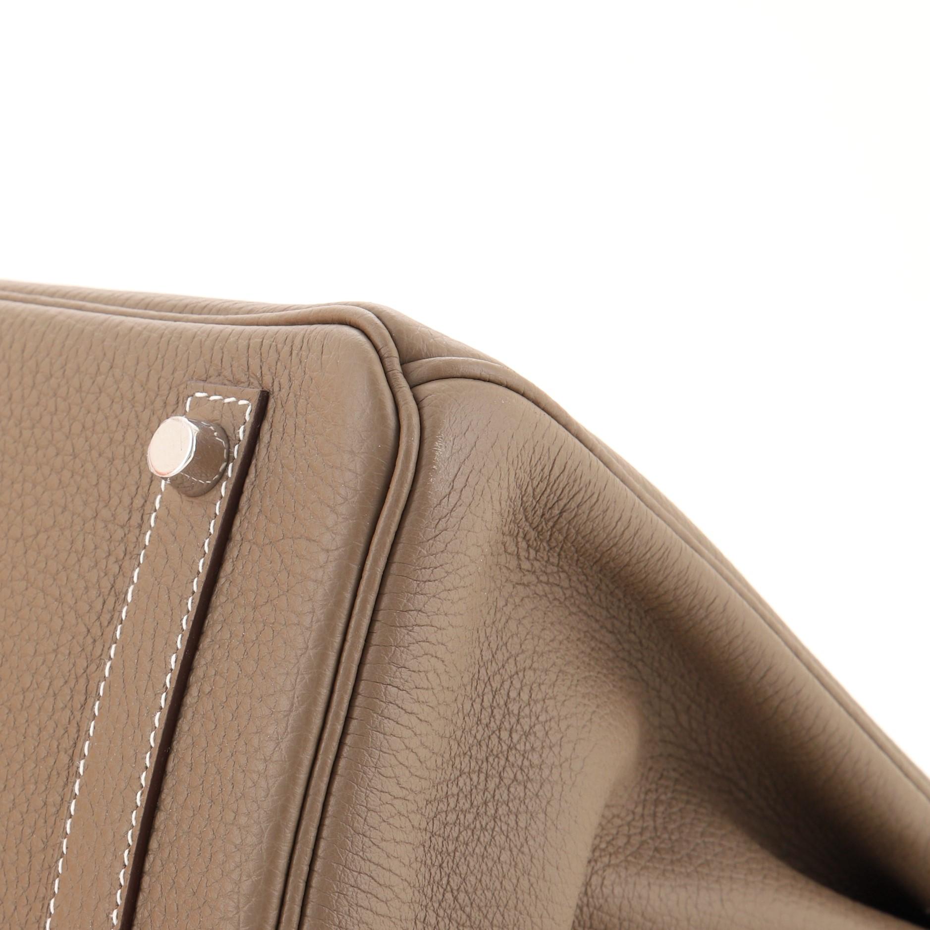 Hermes Birkin Handbag Etoupe Clemence with Palladium Hardware 30 In Good Condition In NY, NY
