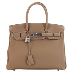 Hermes Birkin Handbag Etoupe Clemence with Palladium Hardware 30