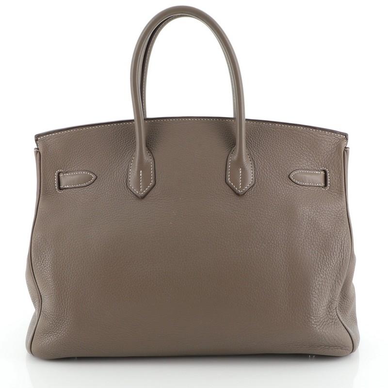 Gray Hermes Birkin Handbag Etoupe Clemence with Palladium Hardware 35