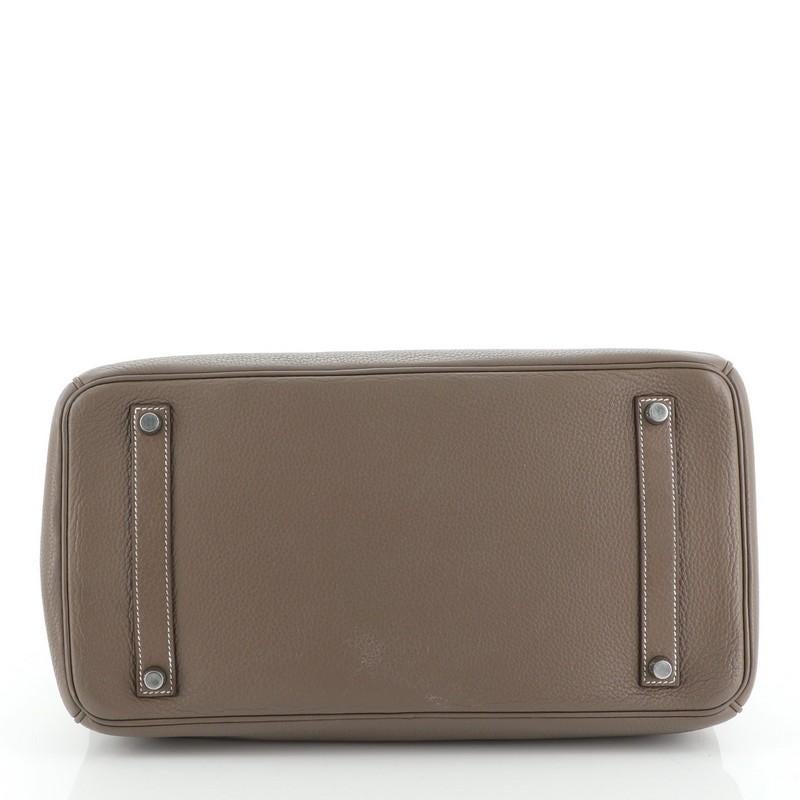 Hermes Birkin Handbag Etoupe Clemence with Palladium Hardware 35 In Fair Condition In NY, NY