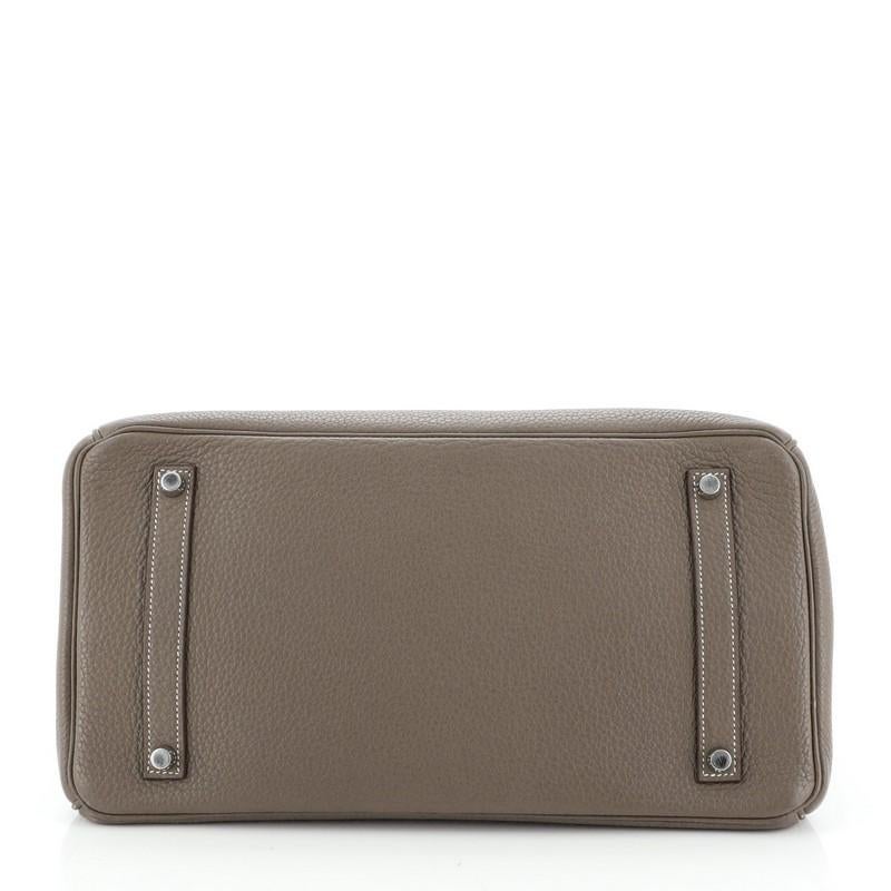 Women's or Men's Hermes Birkin Handbag Etoupe Clemence With Palladium Hardware 35 