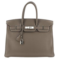 Hermes Birkin Handbag Etoupe Clemence with Palladium Hardware 35