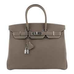 Hermes Birkin Handbag Etoupe Epsom With Palladium Hardware 35 