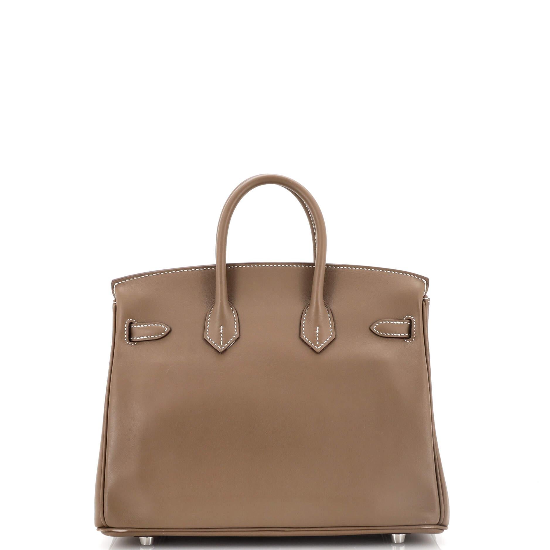 Women's or Men's Hermes Birkin Handbag Etoupe Swift with Palladium Hardware 25