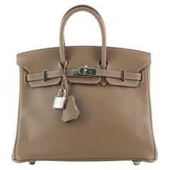 Hermes Birkin Handbag Etoupe Swift with Palladium Hardware 25