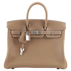 Hermes Birkin Handbag Etoupe Swift with Palladium Hardware 25