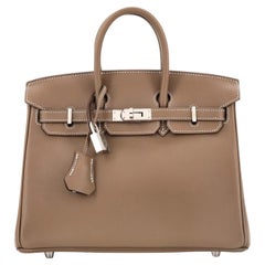 Hermes Birkin Handbag Etoupe Swift with Palladium Hardware 25