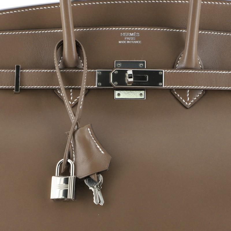 Women's or Men's Hermes Birkin Handbag Etoupe Tadelakt With Palladium Hardware 35
