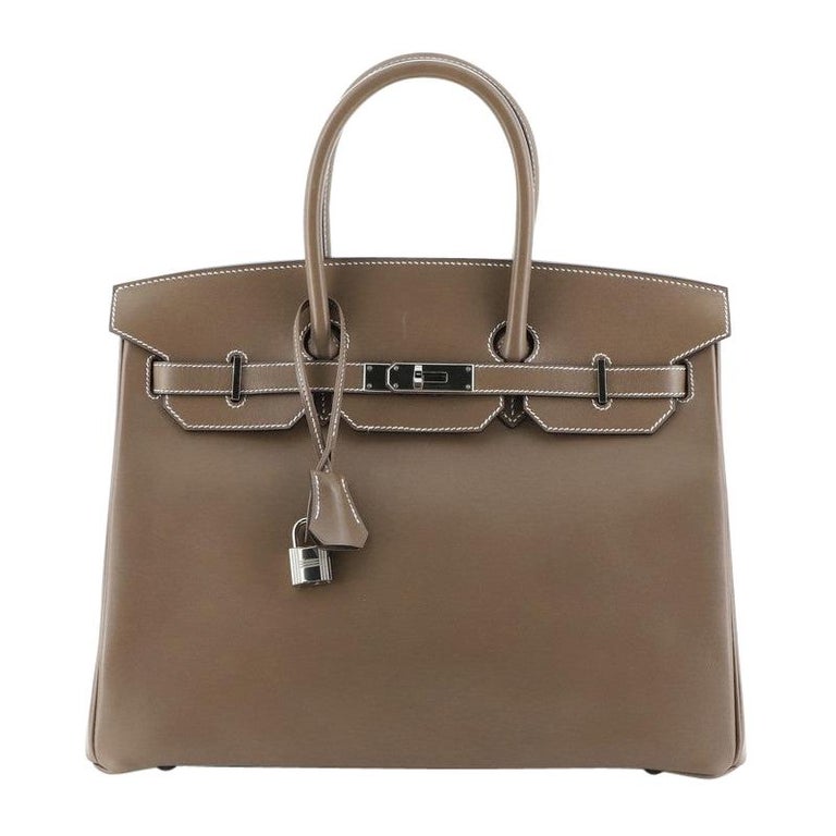 Hermes Birkin Handbag Etoupe Tadelakt With Palladium Hardware 35 at 1stDibs