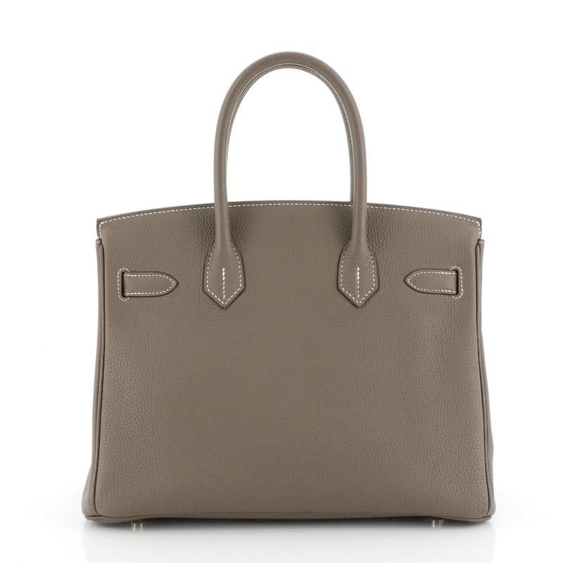 Gray Hermes Birkin Handbag Etoupe Togo With Gold Hardware 30 
