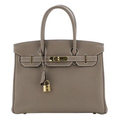 Hermes Birkin Handbag Etoupe Togo With Gold Hardware 30 
