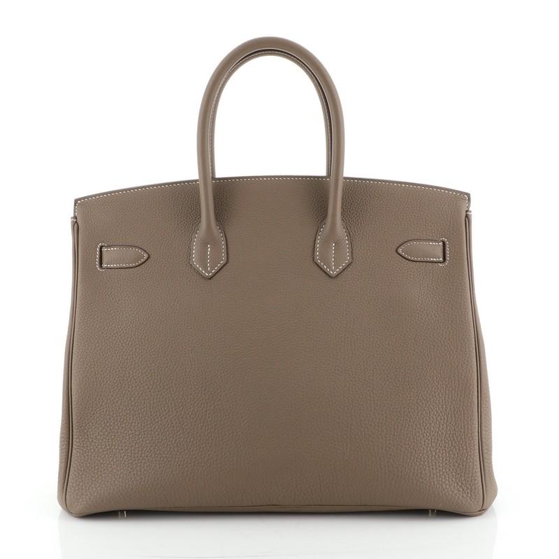 Brown Hermes Birkin Handbag Etoupe Togo With Gold Hardware 35 