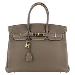 Hermes Birkin Handbag Etoupe Togo With Gold Hardware 35
