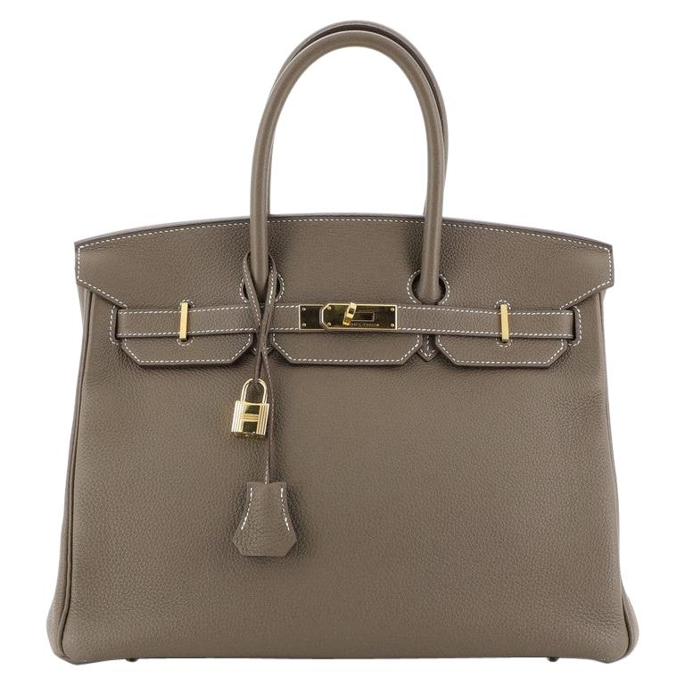 Hermes Birkin Handbag Etoupe Togo With Gold Hardware 35 at 1stDibs