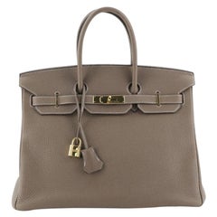 Hermes Birkin Handbag Etoupe Togo with Gold Hardware 35