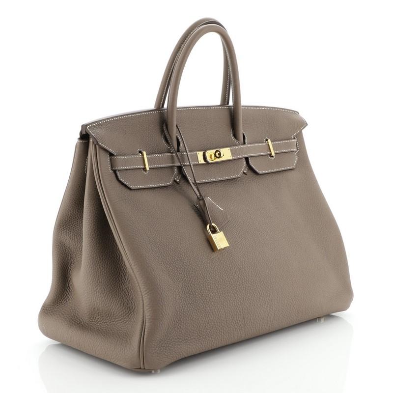 Gray Hermes Birkin Handbag Etoupe Togo with Gold Hardware 40