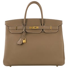 Hermes Birkin Handbag Etoupe Togo with Gold Hardware 40