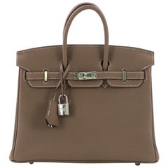 Sac à main Hermès Birkin Etoupe Togo avec matériel Palladium 25