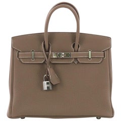 Hermes Birkin Handbag Etoupe Togo with Palladium Hardware 25