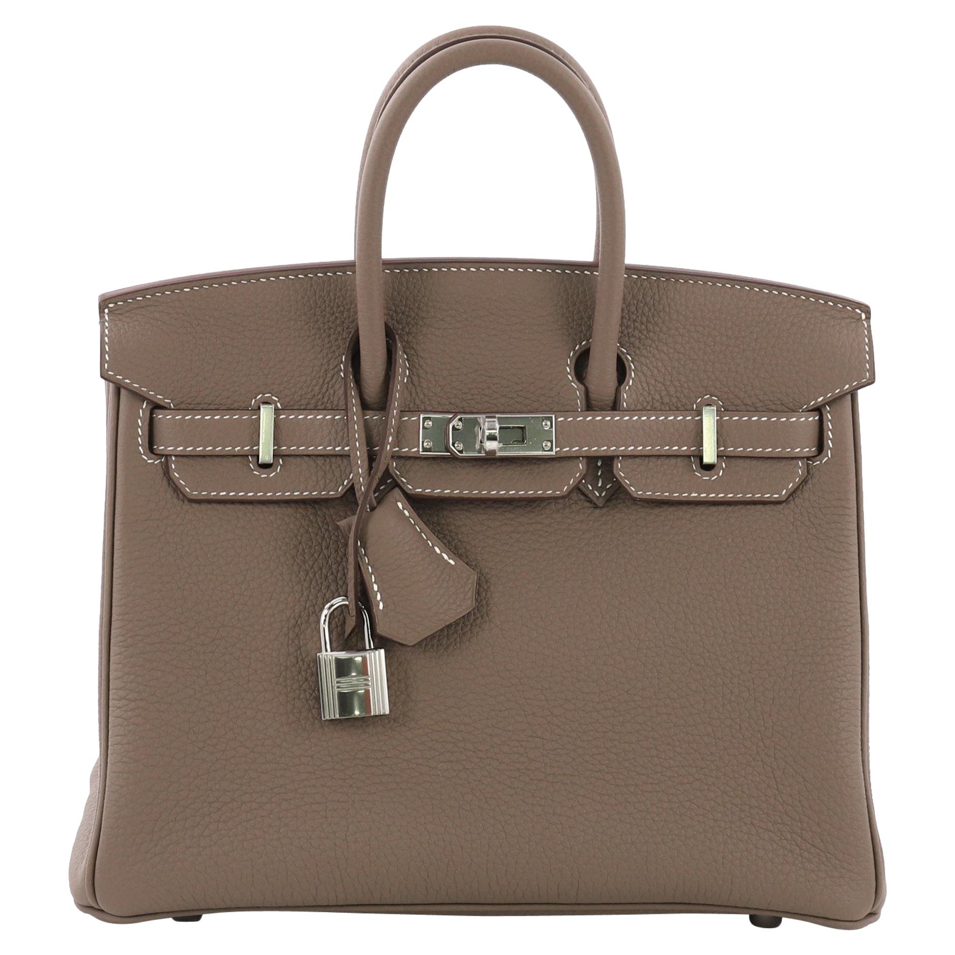 Hermes Birkin Handbag Etoupe Togo with Palladium Hardware 25