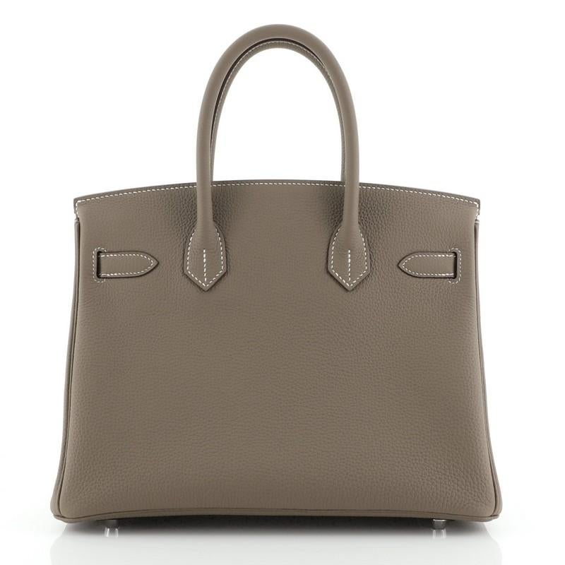 Hermes Birkin Handbag Etoupe Togo with Palladium Hardware 30 In Good Condition In NY, NY