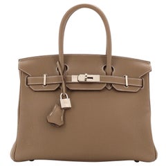 Hermes Birkin Handbag Etoupe Togo with Palladium Hardware 30