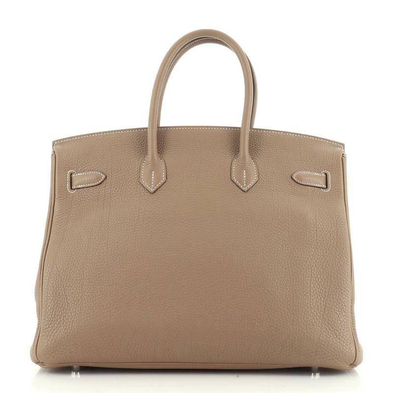 Brown Hermes Birkin Handbag Etoupe Togo With Palladium Hardware 35