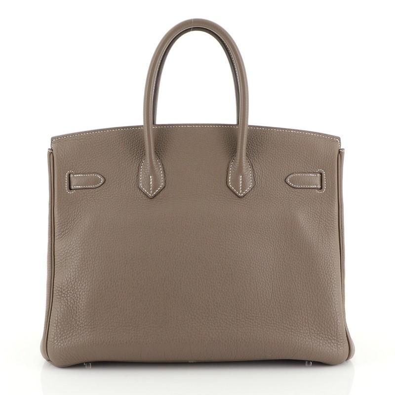 Hermes Birkin Handbag Etoupe Togo with Palladium Hardware 35 In Good Condition In NY, NY
