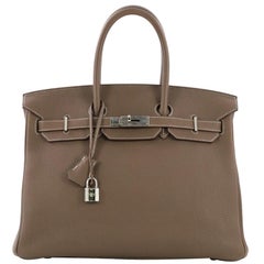 Hermes Birkin Handbag Etoupe Togo with Palladium Hardware 35