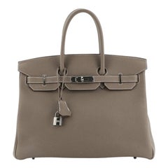 Hermes Birkin Handbag Etoupe Togo With Palladium Hardware 35 