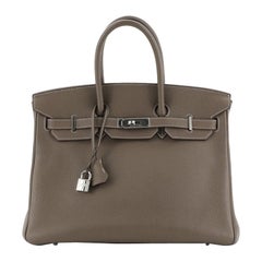 Hermes Birkin Handbag Etoupe Togo With Palladium Hardware 35 