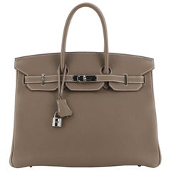 Hermes Birkin Handbag Etoupe Togo with Palladium Hardware 35