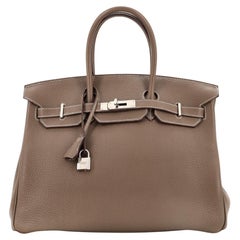 Hermes Birkin Handbag Etoupe Togo with Palladium Hardware 35