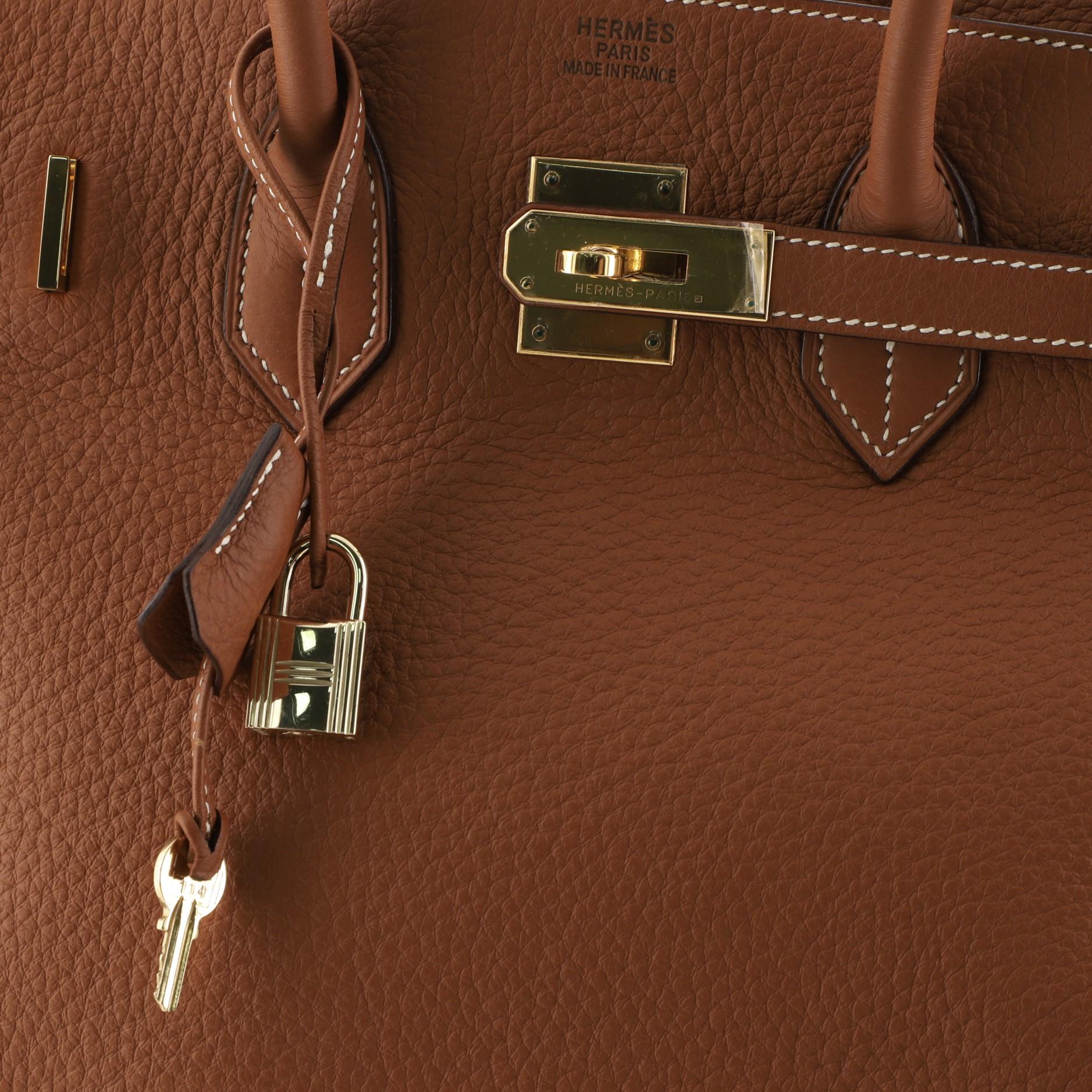 Brown Hermes Birkin Handbag Etrusque Clemence with Gold Hardware 35